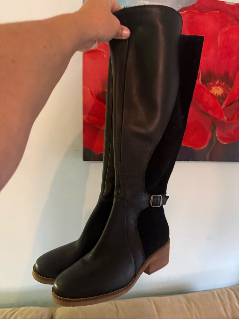 Lucky Brand Timinii Riding Boots - Black suede and leather size 7 M